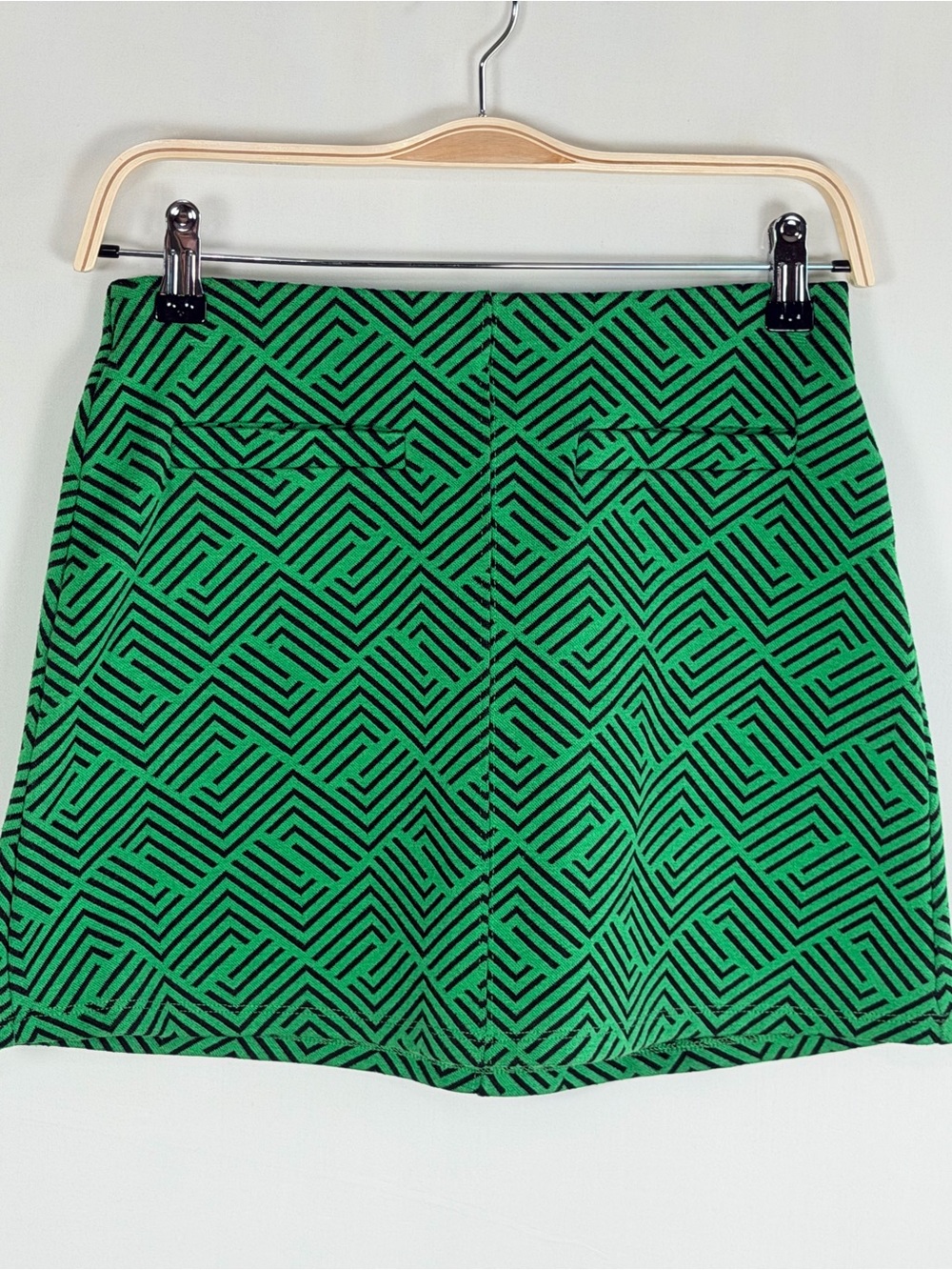Forever 21 Green Geometric Mini Skirt Bodycon Stretch Y2K Retro Small